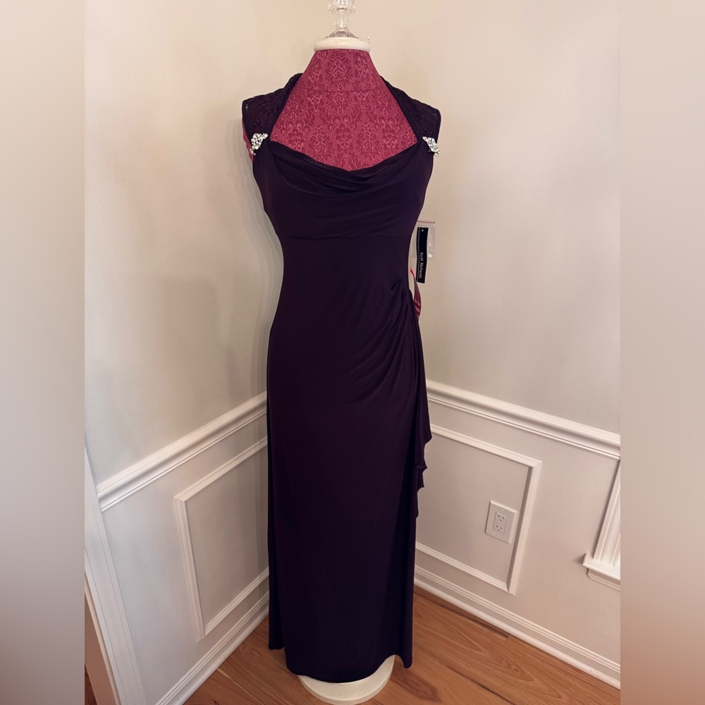 R & M Richards Deep Purple/Plum along Formal Dress